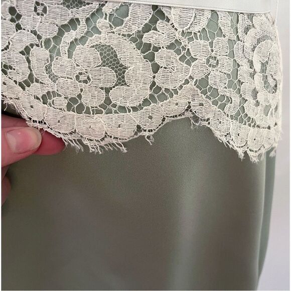 Jim Hjelm Occasions Strapless Lace Dress | Vintage Sage Green - Picture 10 of 14